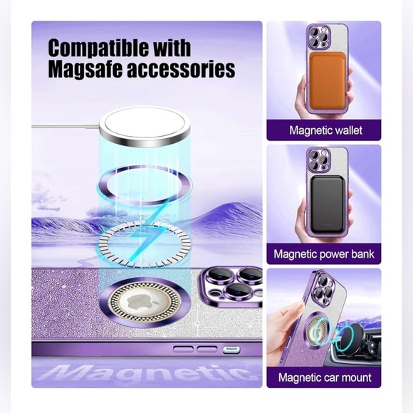 💖(2 for $15)💖 iPhone 14 Purple and Silver Glitter Phone Case - Picture 8 of 10